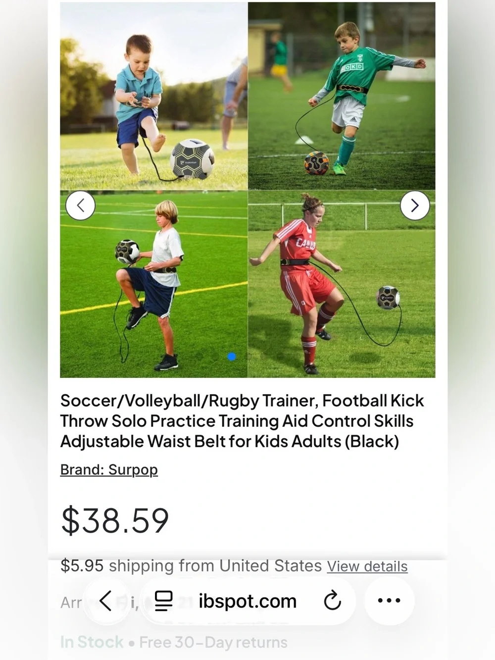 Kids Soccer Training Ball with Black Adjustable Waist Belt